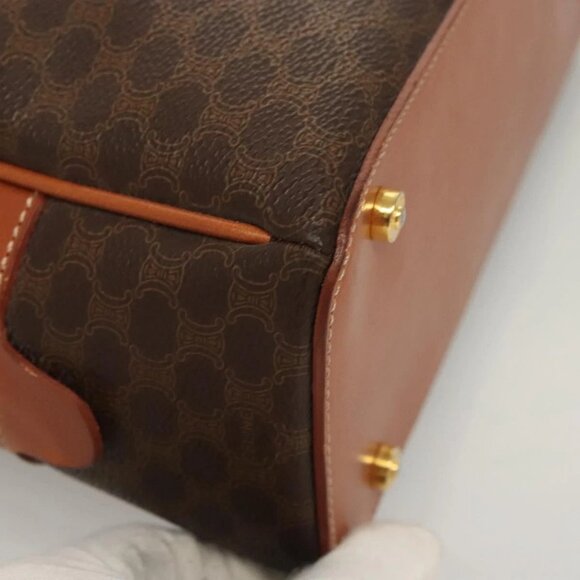 CELINE Macadam Canvas Hand Bag PVC Leather Brown Gold Auth 121455 - Picture 5 of 16